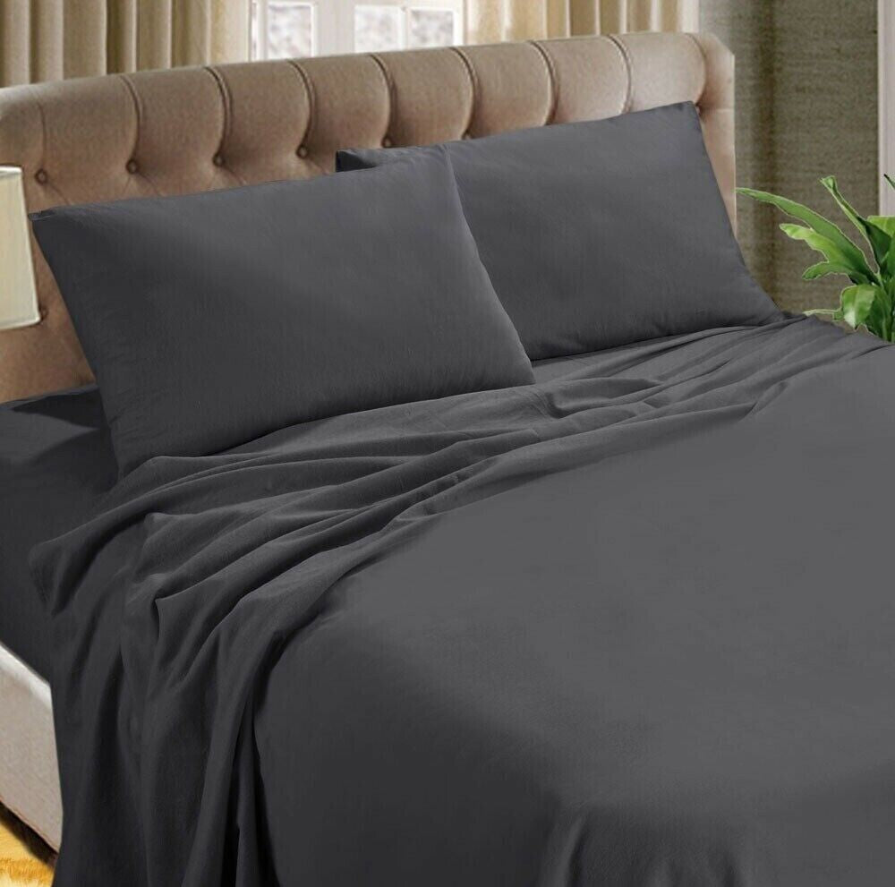 100% Egyptian Cotton Fitted Sheet 200TC Single 4FT Small Double King Super King