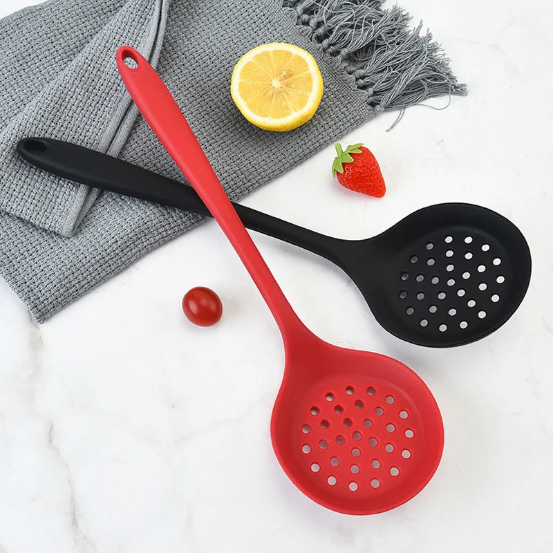 Long Handle Silicone Slotted Spoon 