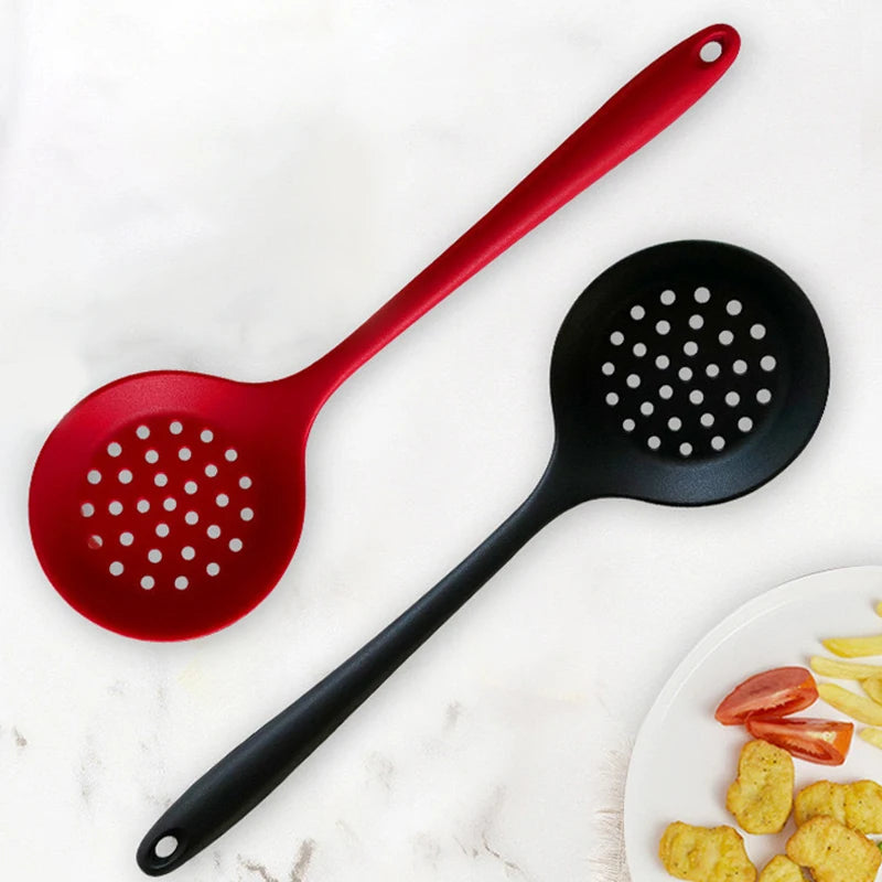 Long Handle Silicone Slotted Spoon 