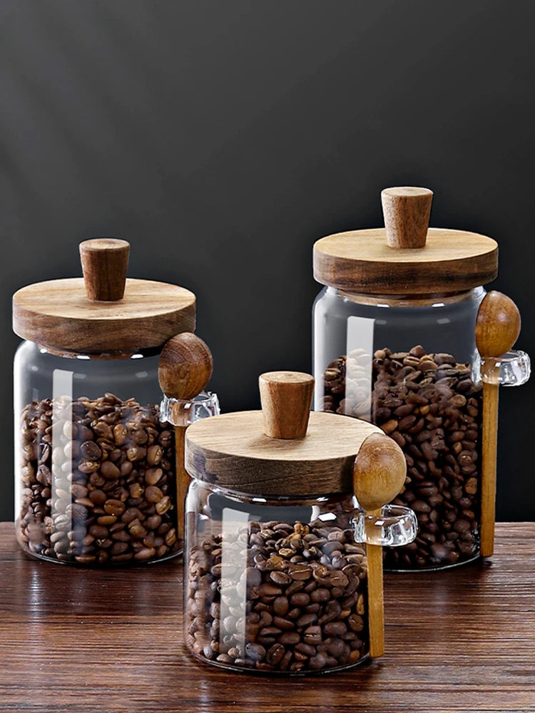 Glass Coffee Bean Storage Jar 