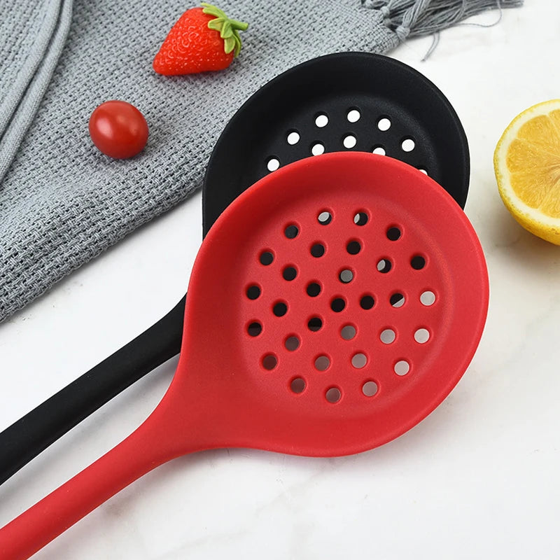 Long Handle Silicone Slotted Spoon 