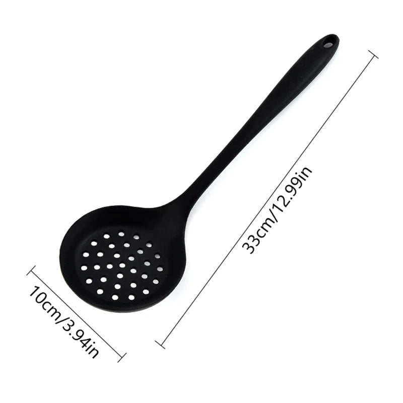 Long Handle Silicone Slotted Spoon 