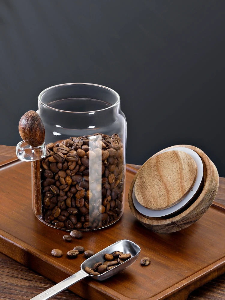 Glass Coffee Bean Storage Jar 