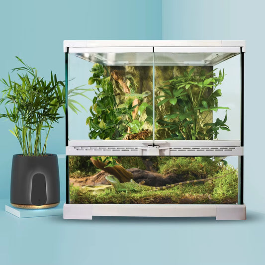 Double Door White Glass Terrarium 